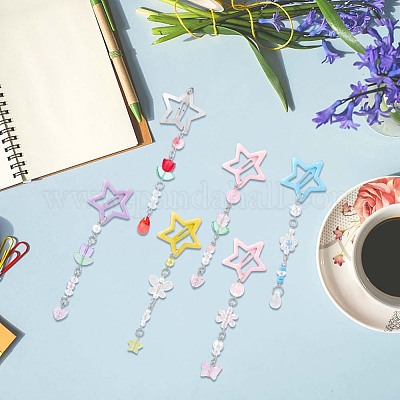 6 шт. 6-х цветные заколки-звездочки из железа и пластика&nbsp;PHAR-CP0001-27-1