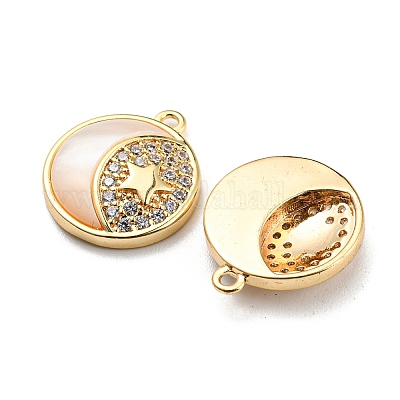 Натуральный белый корпус и прозрачные подвески из кубического циркония и латуни BSHE-G034-34G-1