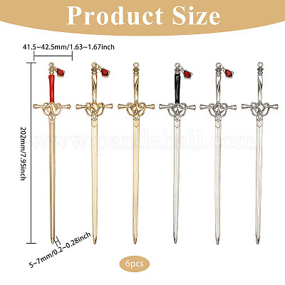 6 шт. 6 стиля шпильки для волос из сплава AJEW-FH0006-17-1