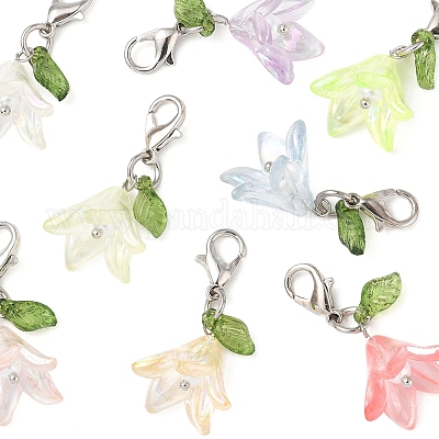 8 шт. 8-х цветные акриловые подвесные украшения-цветы HJEW-FS00034-01-1