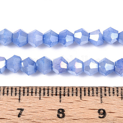 Граненые гальванические непрозрачные стеклянные бусины GLAA-T025-4mm-09I-1