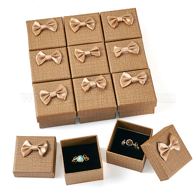 Квадратные картонные бумажные подарочные коробки для хранения колец CON-TAC0001-17E-1