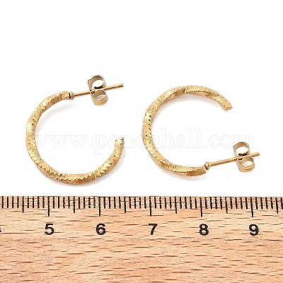 Серьги-гвоздики из нержавеющей стали 304 в форме буквы С EJEW-R017-02G-04-1