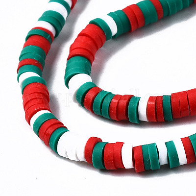 Polymer Clay Bead Strand - Red Mixed - 4mm Discs