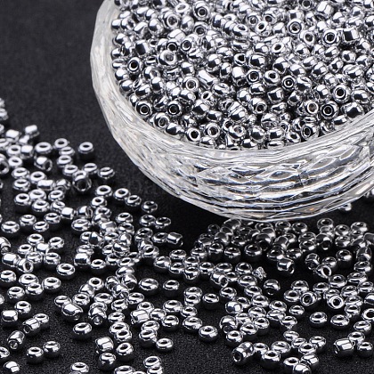 Electroplate Glass Seed Beads X-SEED-Q004-02-1