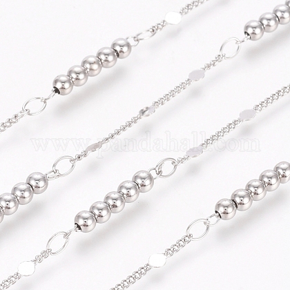 3.28 Fuß handgefertigte Perlenketten aus Messing X-CHC-G006-07P-1