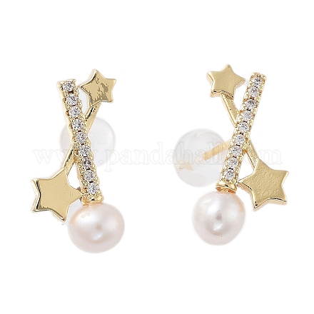 Aretes de estrella de perlas naturales EJEW-P256-75G-1