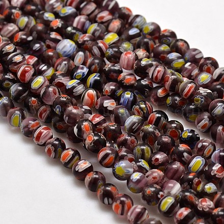 Round Millefiori Glass Beads Strands LK-P001-08-1