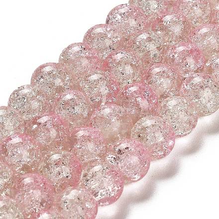 Rose et claires perles rondes en verre craquelé brins X-CCG-Q002-10mm-01-1