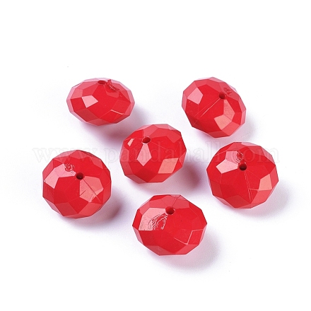 Solid Chunky Bubblegum Acrylic Faceted Rondelle Beads X-PL865-2-1