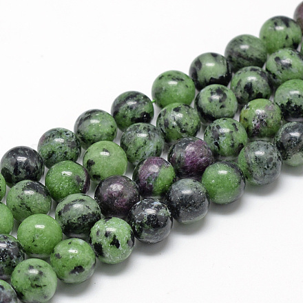 Natural Ruby in Zoisite Beads Strands G-R446-10mm-25-1
