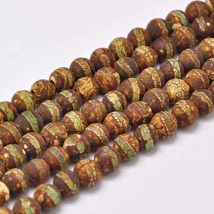 Chapelets de perles dZi naturel de style tibétain G-P229-B-07H-6mm-1
