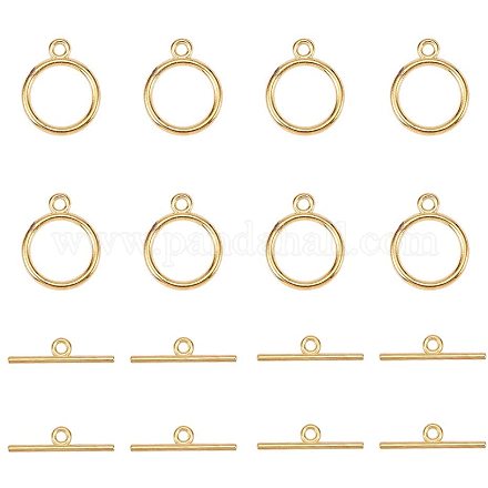 Pandahall 40 комплект золотых плоских круглых застежек-тумблеров в тибетском стиле для изготовления ювелирных изделий TIBE-PH0001-01G-NR-1