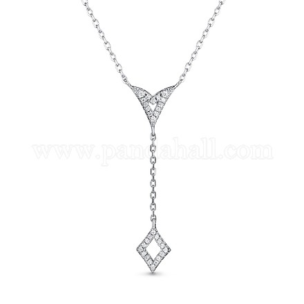 TINYSAND Rhombus Design 925 Sterling Silver Cubic Zirconia Pendant Necklaces TS-N323-S-1