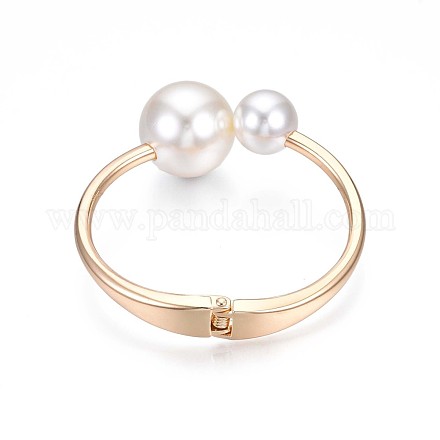 Brazalete abierto con cuentas redondas de perlas de plástico ABS BJEW-S118-105G-1