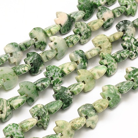 Weißer Bär natürlichen grünen Fleck Jaspis Perlen Stränge G-A128-AS20-1