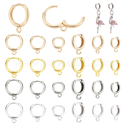 Nbeads 24Pcs 12 Styles Brass Huggie Hoop Earring Findings FIND-NB0004-54-1