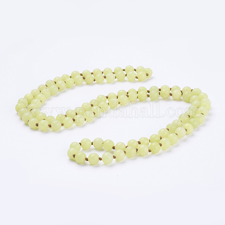 Collane di perline di giada naturale al limone NJEW-P202-36-B13-1