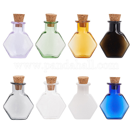 PH Pandahall 8 Stück farbige Mini-Glasflaschen AJEW-PH0018-02-1