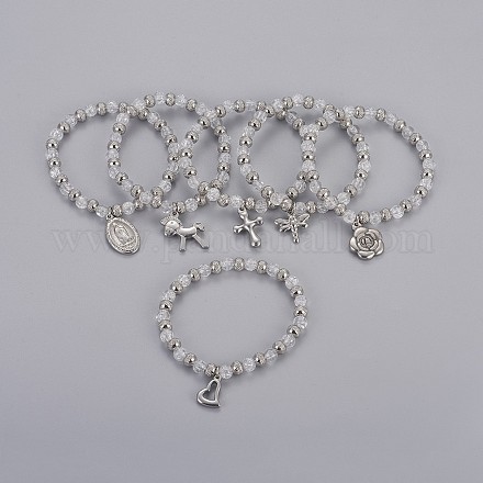 (vendita di fabbrica di feste di gioielli) 304 braccialetti con ciondoli in acciaio inossidabile BJEW-I268-07F-1