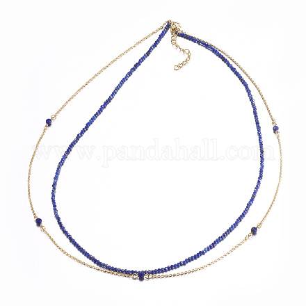 Colliers à facettes en lapis-lazuli naturels NJEW-F212-06B-1