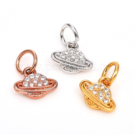 Brass Micro Pave Clear Cubic Zirconia Universe Space Charms ZIRC-F816-01-1