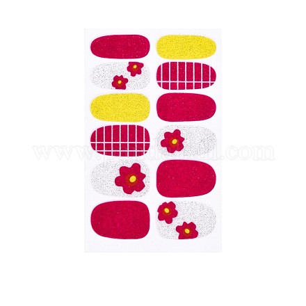 Avocats et fraises et fleurs autocollants d'art d'ongle à couverture complète MRMJ-T109-WSZ595-1