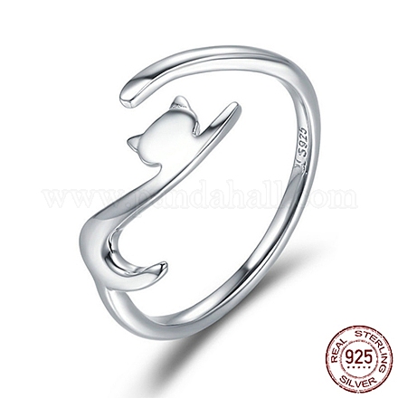 925 серебряное кольцо-манжета с родиевым покрытием на палец RJEW-FF0009-01P-1