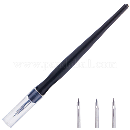 プラスチック浸透ペンセット  モデルペイントツール  交換用ステンレスヘッド付き  ブラック  組み立て後のペン: 15cm TOOL-WH0053-07-1