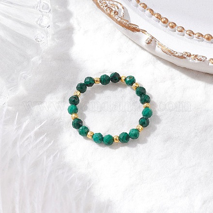 Кольца-растяжки из натурального малахита для женщин RJEW-JR00868-10-1