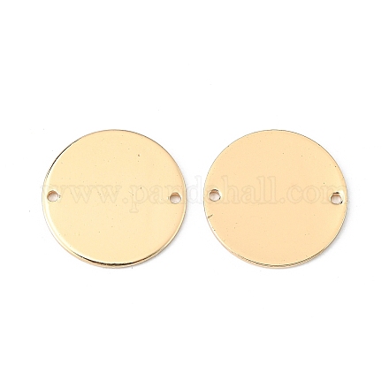 滑らかな真鍮のリンク  2穴付き  フラットラウンド  ライトゴールド  20x1mm  穴：1mm KK-WH0037-06KCG-1