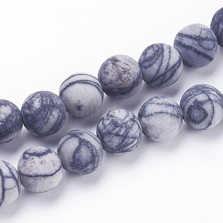 Chapelets de perles de pierre noire/soie noires naturelles G-F520-57-12mm-1