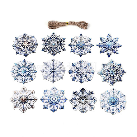 12 шт. Рождественские подвесные украшения из дерева с односторонним УФ-отпечатком WOOD-N020-22-1