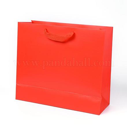 クラフト紙袋  ハンドル付き  ギフトバッグ  ショッピングバッグ  長方形  レッド  28x32x11.5cm AJEW-F005-04-C-1