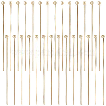Beebeecraft 1 Box 100Pcs Ball Head Pins 18K Gold Plated Brass Ball Eye Pins 35mm Jewelry Making Findings for Charm Beads DIY Making IFIN-BBC0001-01-1
