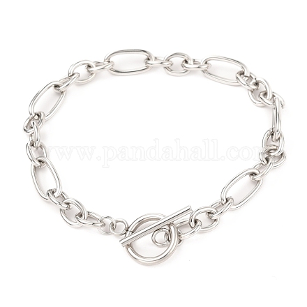 Unisex 304 Stainless Steel Figaro Chain Bracelets BJEW-H541-06A-P-1