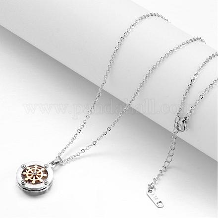 304 Stainless Steel Pendant Necklaces NJEW-G255-13A-1