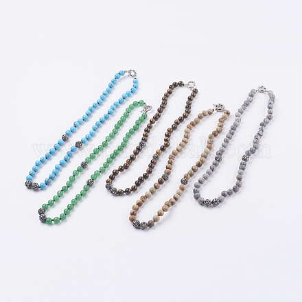 Natural & Synthetic Mixed Stone Beaded Necklaces and Polymer Clay Rhinestone NJEW-F174-05-1