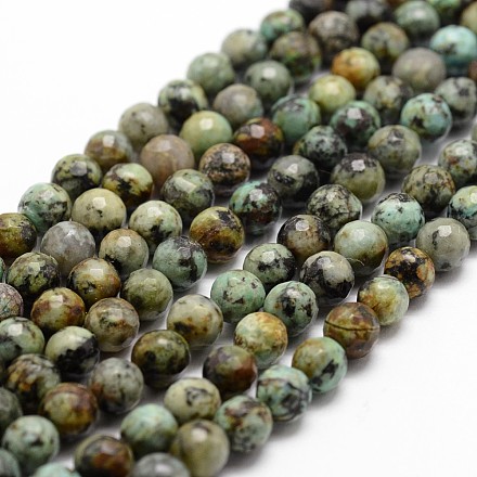 Brins de perles turquoises africaines naturelles (jaspe) G-D840-15-6mm-1