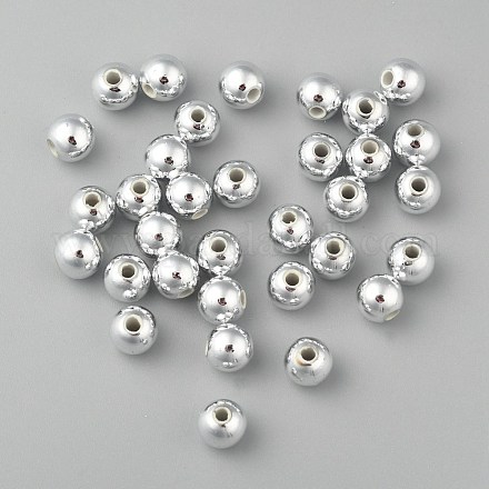 Perles rondes acryliques de placage en plastique PACR-L003-6mm-S-1