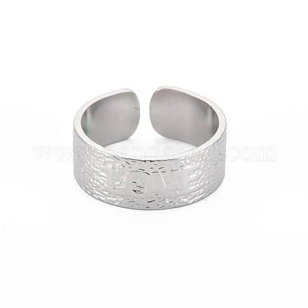 304 anello per polsino aperto da donna in acciaio inossidabile con scritta love RJEW-S405-205P-1