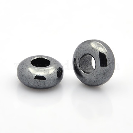 Rondelle Grade AB Large Hole Non-magnetic Synthetic Hematite Beads G-P061-10-1