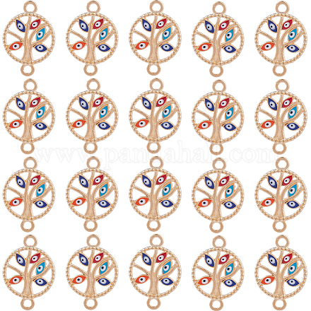 SUNNYCLUE 1 Box 40Pcs Tree of Life Charms Bulk Evil Eye Connectors Gold Enamel Hollow Flatback Trees Eyes Connector Link Charms for Jewelry Making Charms Women DIY Necklaces Earrings Bracelets Crafts FIND-SC0006-10-1