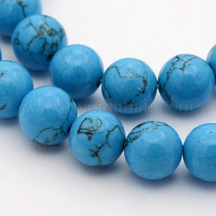 Dyed Synthetic Turquoise Round Bead Strands G-M222-8mm-01A-1