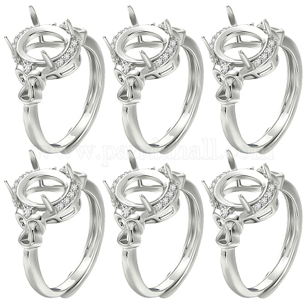 6 шт. регулируемое латунное кольцо с микропаве из прозрачного кубического циркония ZIRC-BBC0003-43-1