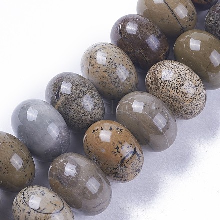 Perles de jaspe dendritique jaune naturel G-F607-08-1