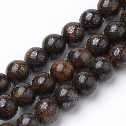 Chapelets de perles en bronzite naturel G-S272-01-12mm-1