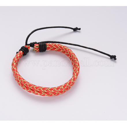 Adjustable Braided Leather Imitation Leather Cord Multi-Strand Bracelets BJEW-I227-03D-1