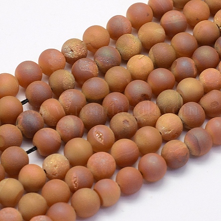 Chapelets de perles en agate druzy naturelle électrolytique G-G708-6mm-01-1