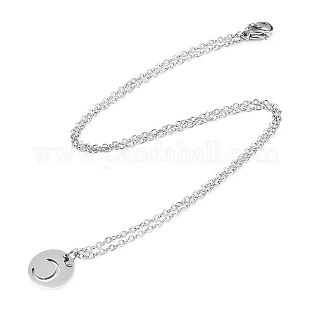 201 Stainless Steel Initial Pendants Necklaces NJEW-S069-TN507-C-1
